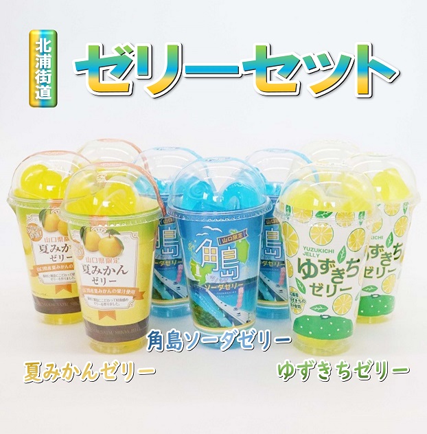 山口県 北浦街道ゼリー3種類セット 長門ゆずきちゼリー×3、角島ゼリー